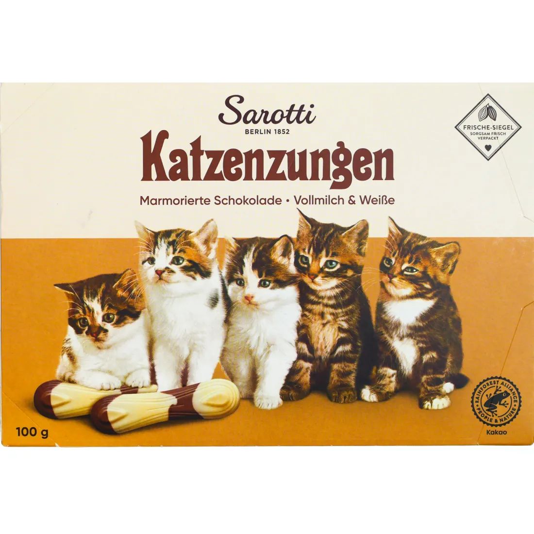 Шоколад Молочный с Белым Шоколадом Katzenzungen 100гр Германия
