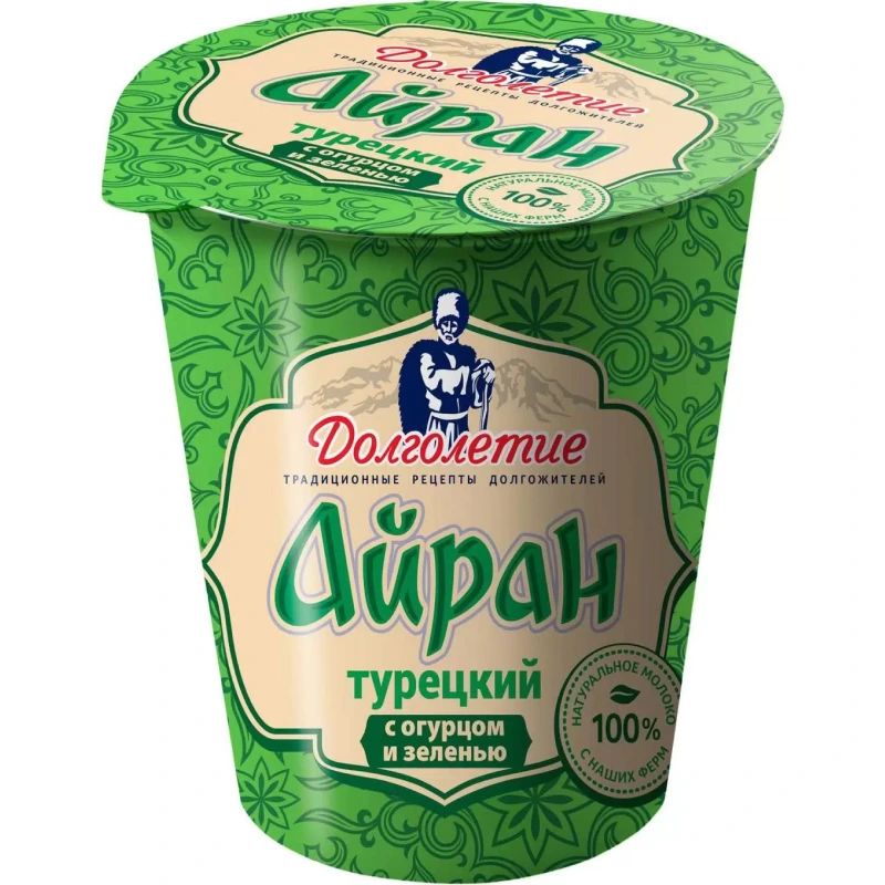 Айран Долголетие с Огурцом и Зеленью 1,8% 0,18л Россия