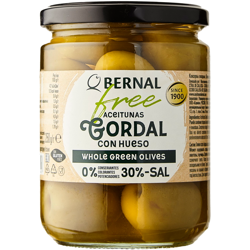 Оливки с Косточкой Gordal Free Bernal 436гр Испания