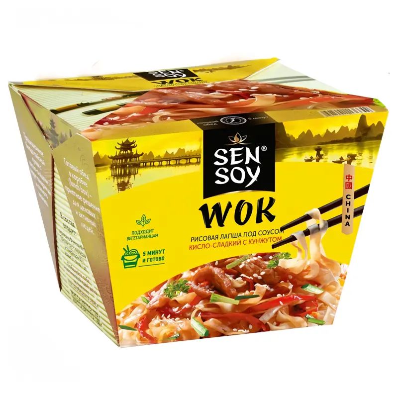 Лапша Рисовая под Кисло-Сладким Соусом с Кунжутом Sen Soy Wok 125гр Россия