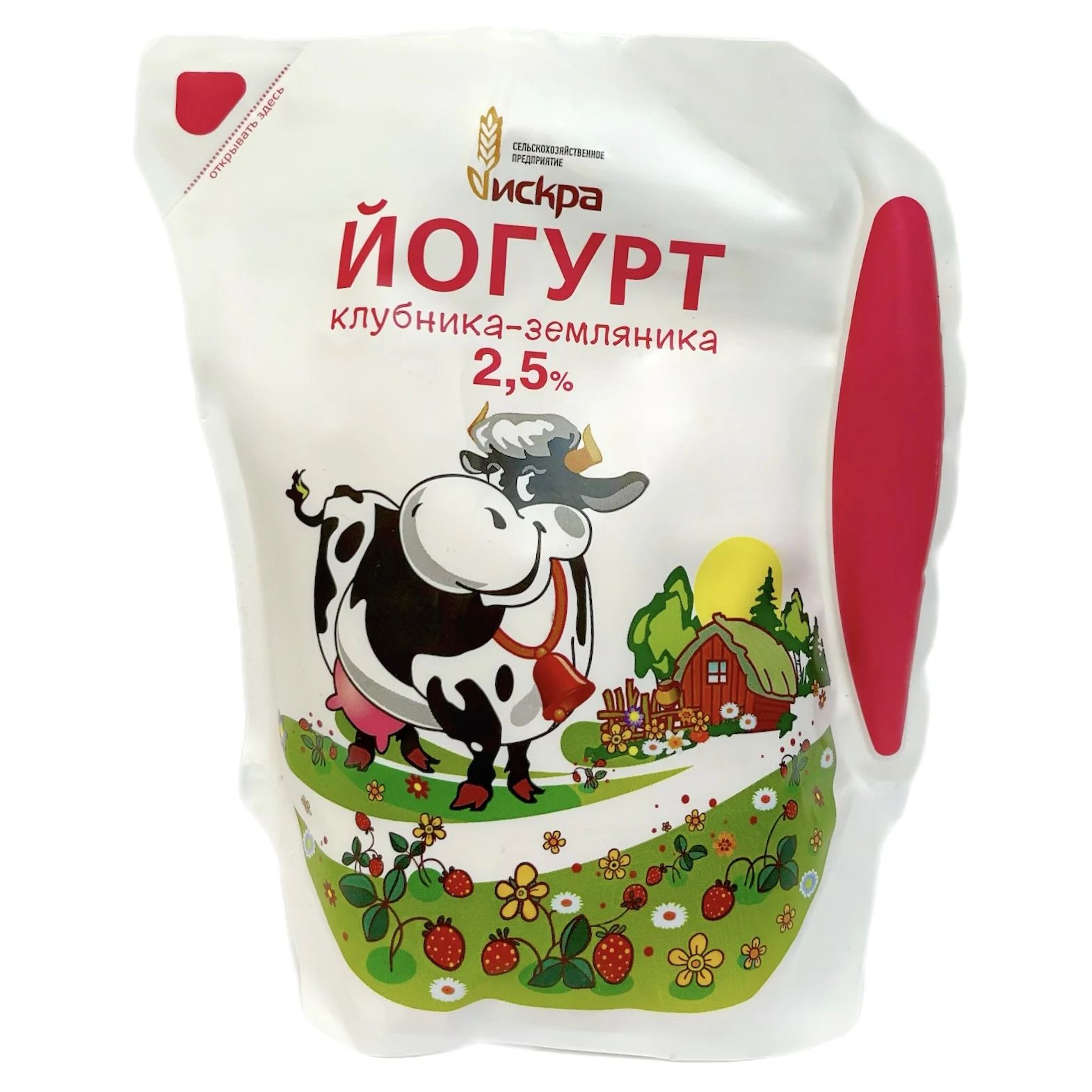 Йогурт Питьевой Клубника-Земляника 2,5% Искра 600гр Ужур