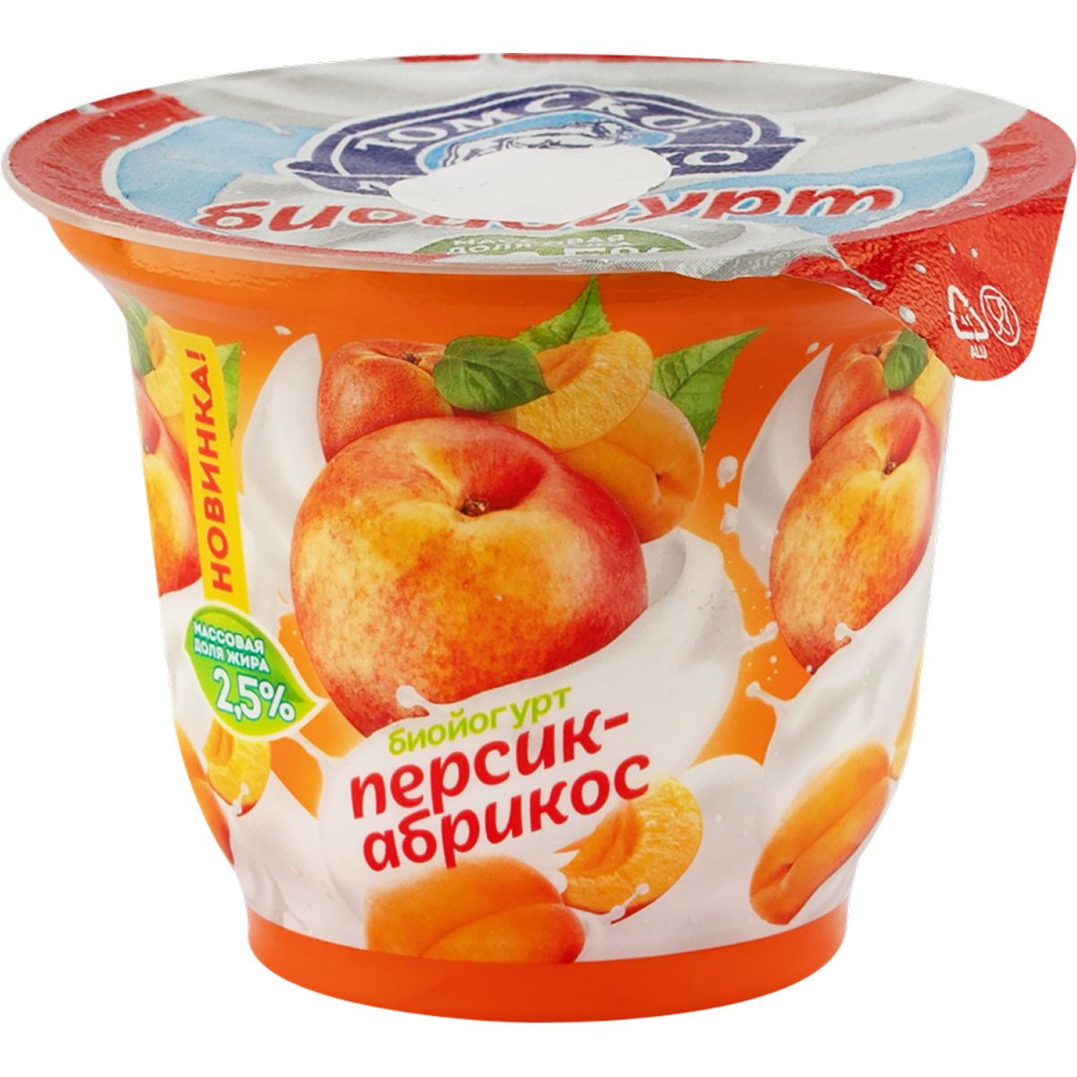 Биойогурт Персик-Абрикос 2,5% 180гр Томское Молоко