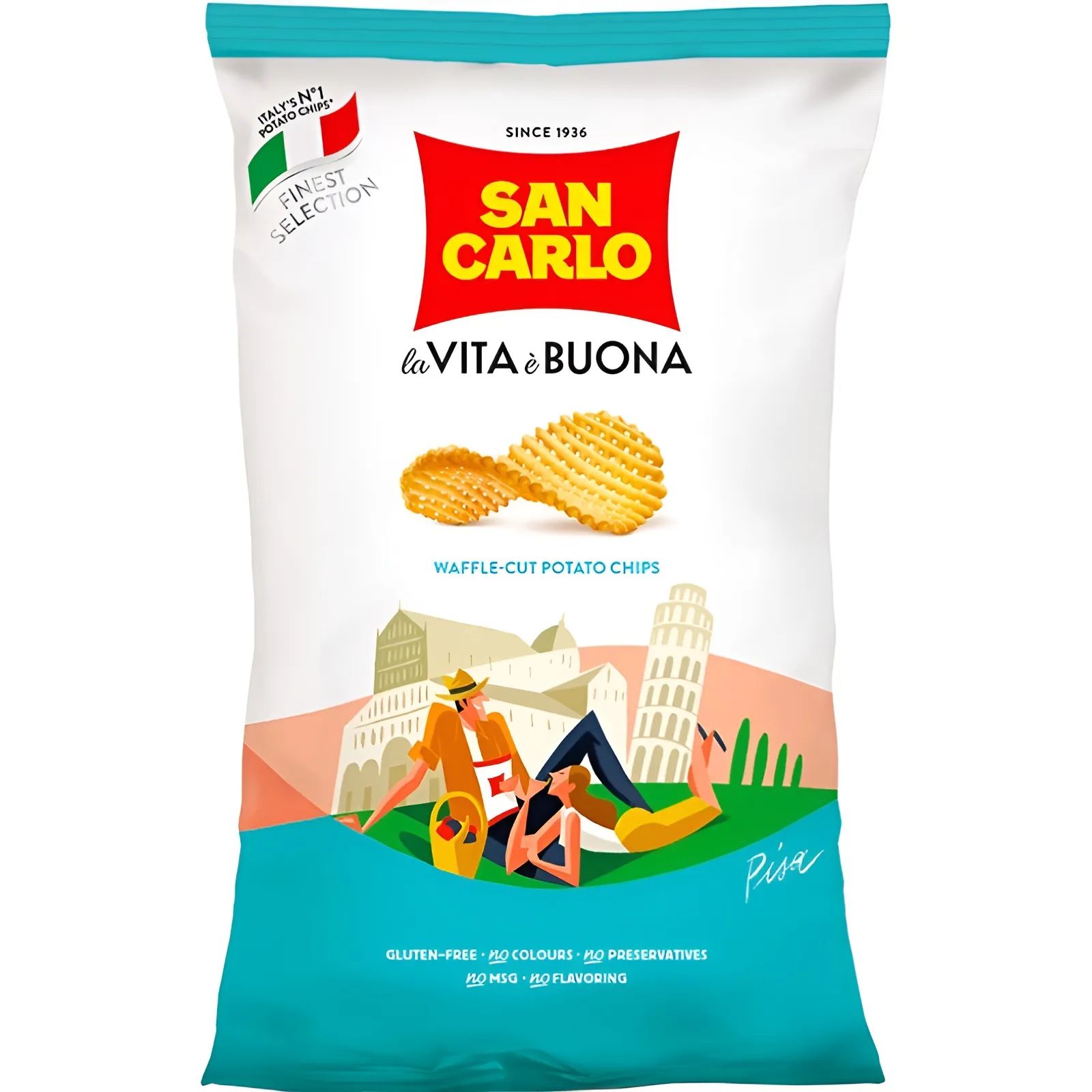 Чипсы Картофельные Вафельная Нарезка San Carlo 100гр Италия