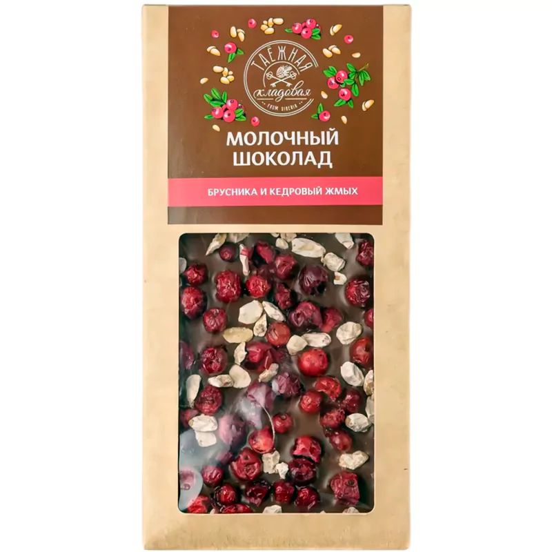 Шоколад Молочный с Брусникой и Кедровым Жмыхом 90гр Красноярск
