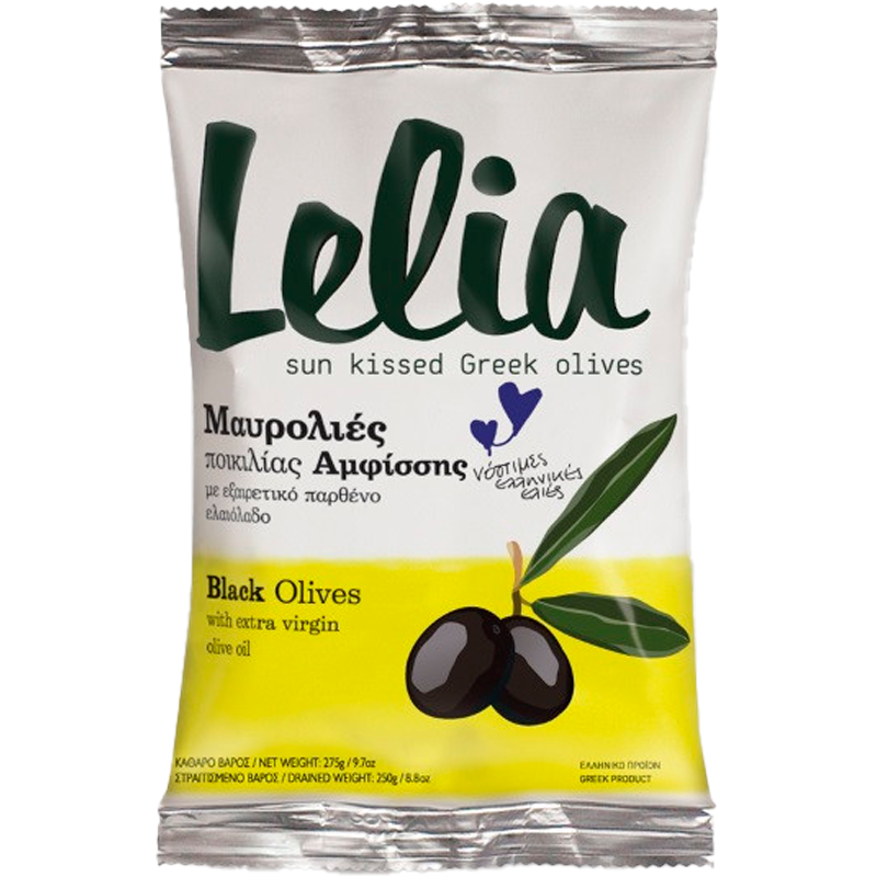 Оливки Черные с Косточкой в Оливковом Масле Lelia 275гр Греция