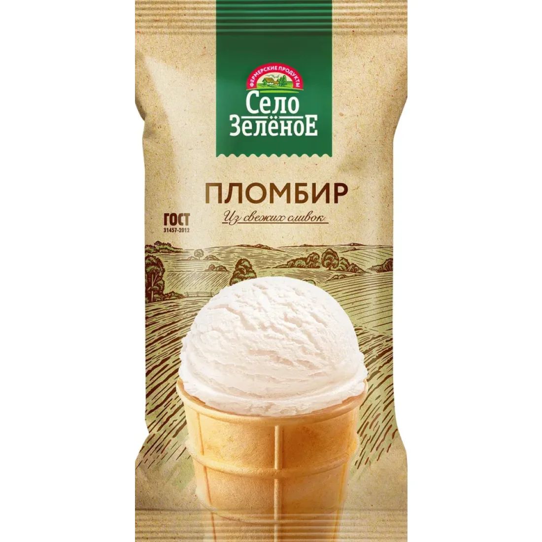 Мороженое Пломбир Ванильный 90гр Село Зелёное