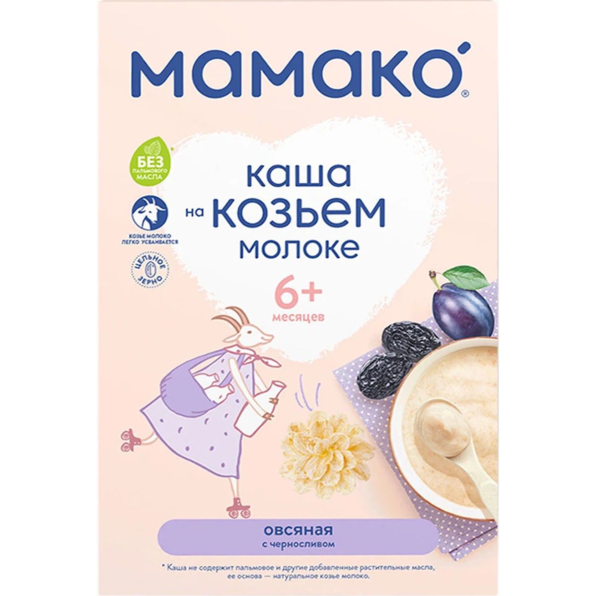 Детская овсяная каша с черносливом на козьем молоке Мамако
