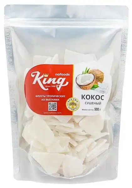 Кокос KING сушеный слайсами 500гр Вьетнам