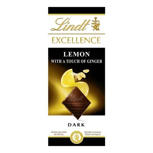 Шоколад темный Lindt с лимоном и имбирем 100гр Франция