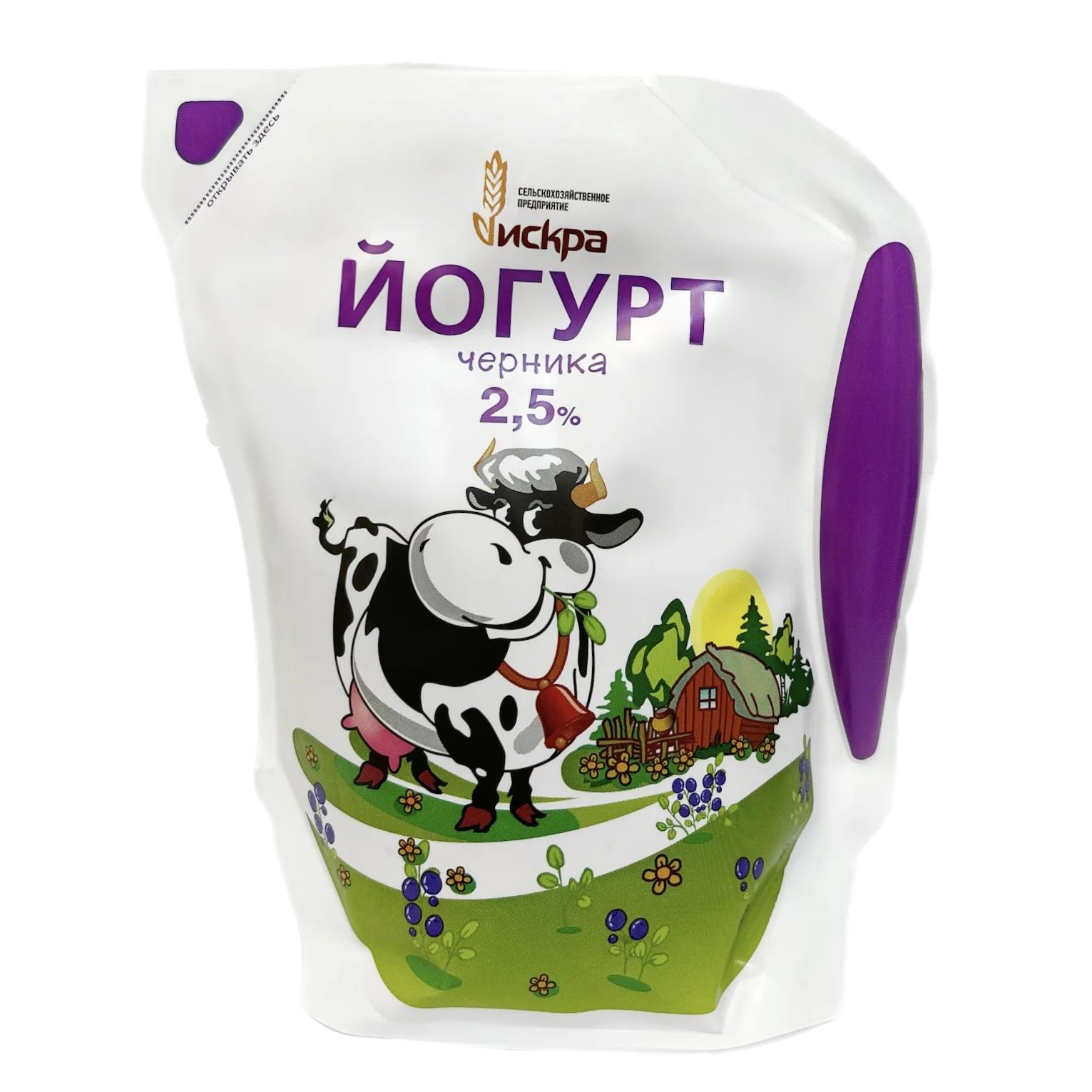 Йогурт Питьевой Черника 2,5% Искра 600гр Ужур