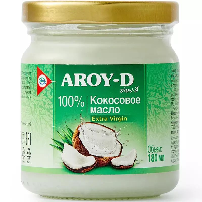 Масло Кокосовое Aroy-D 100% 180мл Индонезия