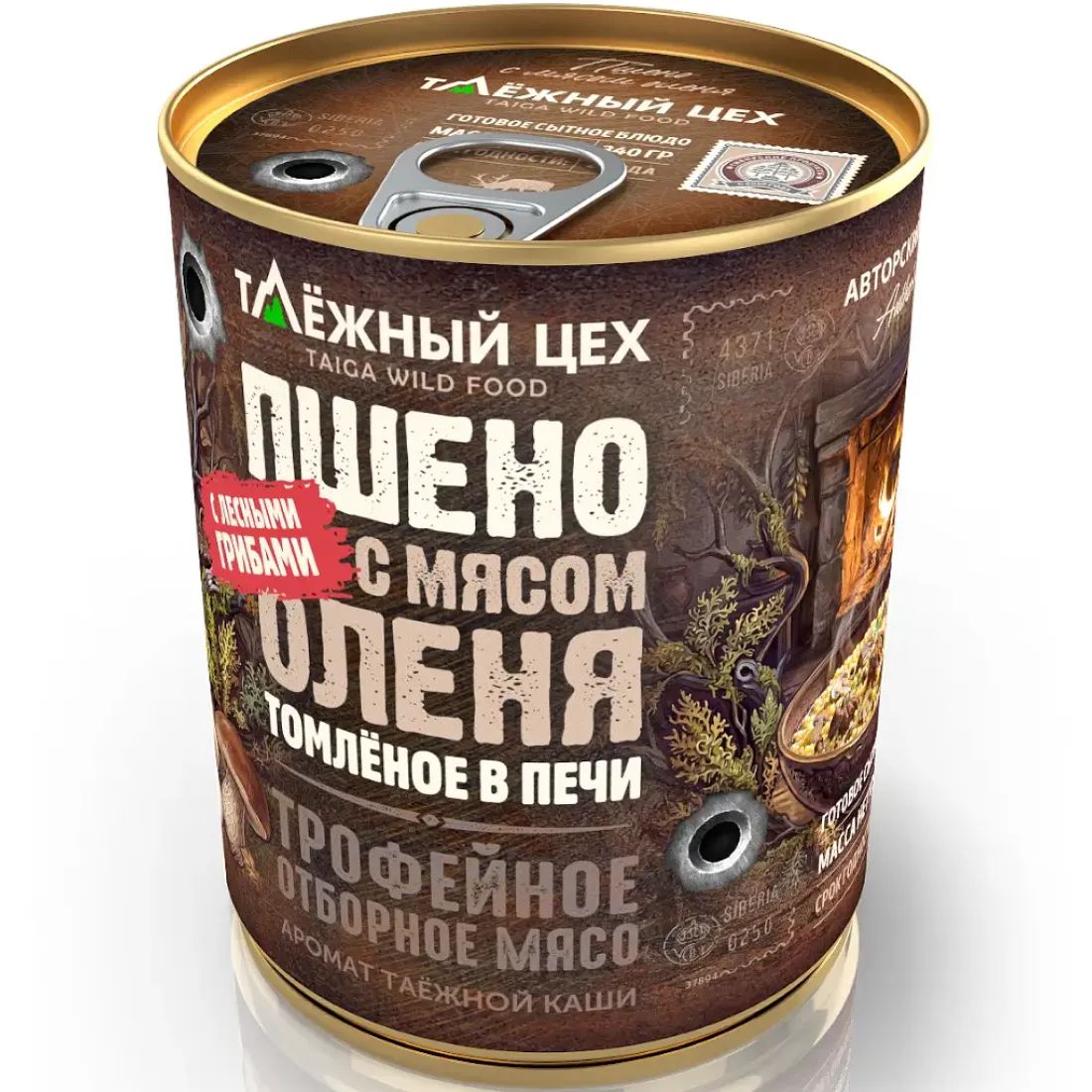 Пшено с Мясом Оленя и Лесными Грибами Томлёная в Печи 340гр Россия