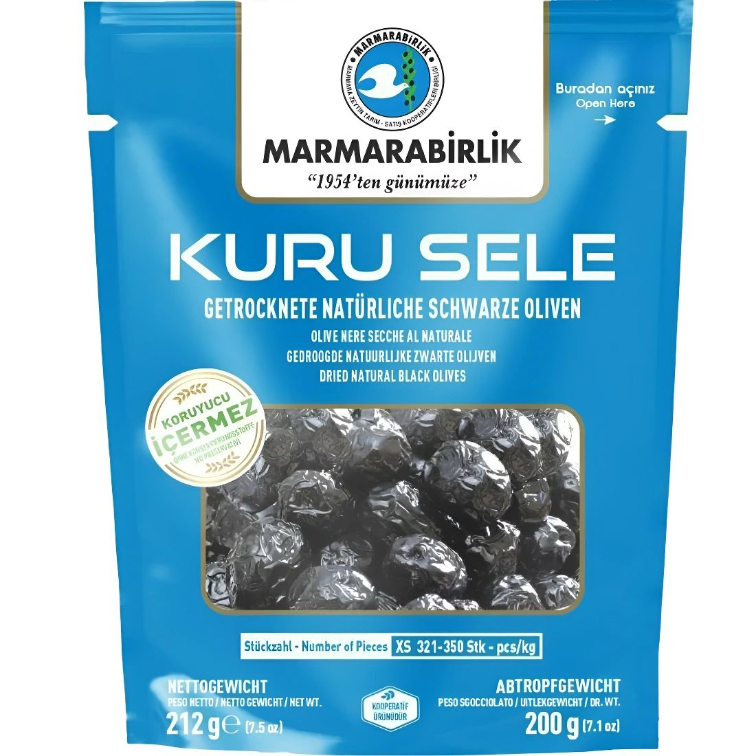 Маслины Вяленые с Косточкой Marmarabirlik ХS 200гр Турция