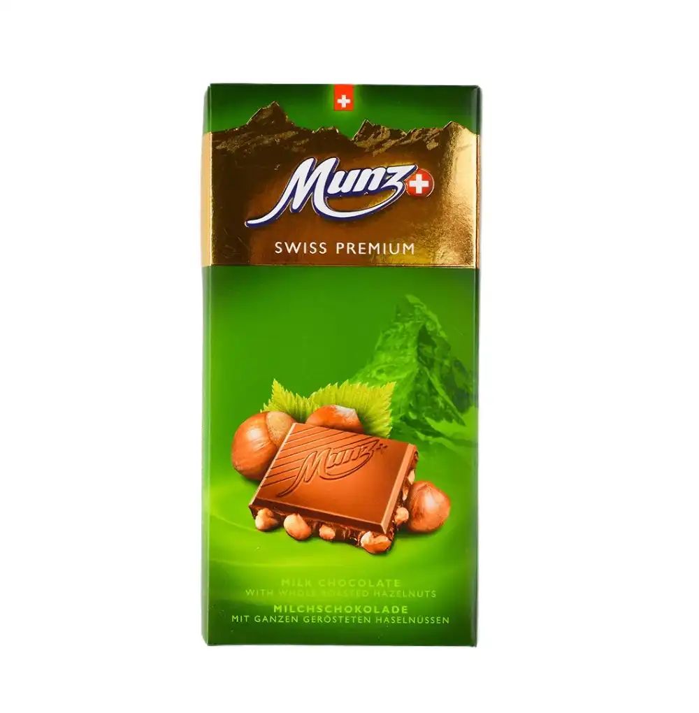 Шоколад Молочный с Обжаренным Фундуком Munz 100гр Швейцария