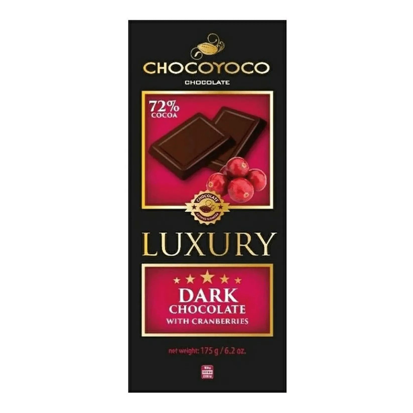 Шоколад LUXURY горький с клюквой 175гр Польша