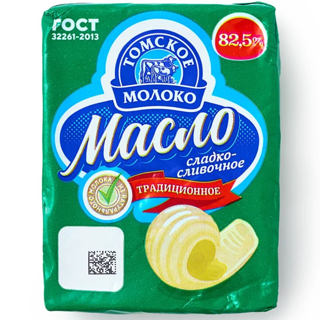 Масло Сладко-Сливочное Традиционное 82,5% 180гр Томское Молоко
