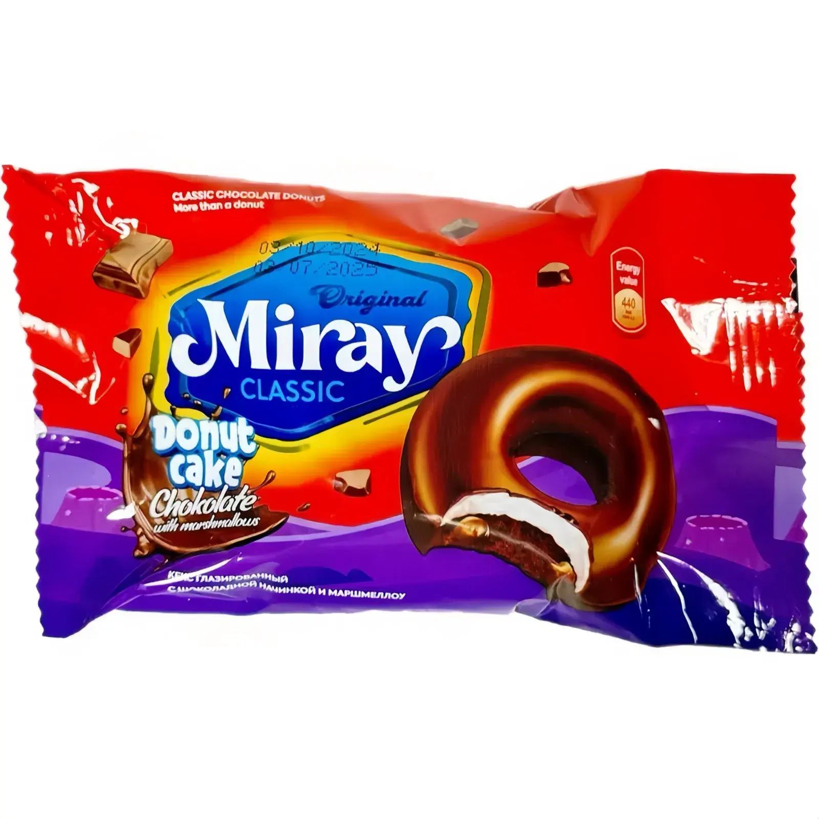 Кекс с Шоколадной Начинкой и Маршмеллоу Donut Cake Miray 30гр Узбекистан