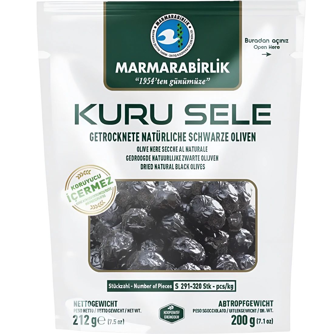 Маслины Вяленые с Косточкой Marmarabirlik S 200гр Турция
