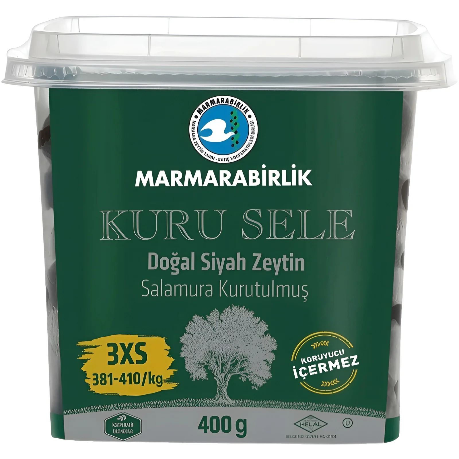 Маслины Вяленые с Косточкой Marmarabirlik 3XS 400гр Турция
