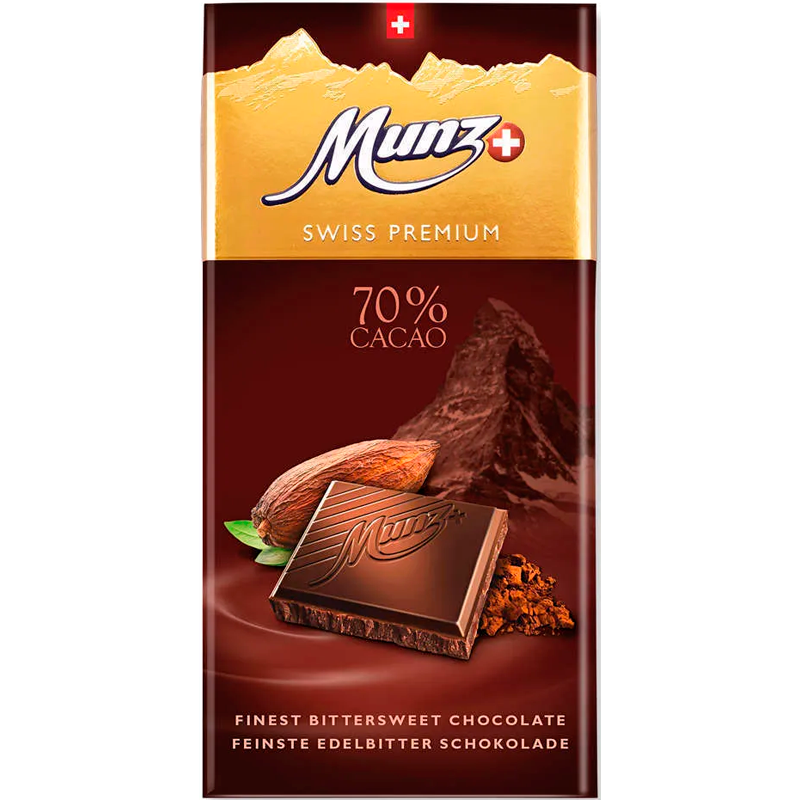 Шоколад Горький 70% Munz 100гр Швейцария