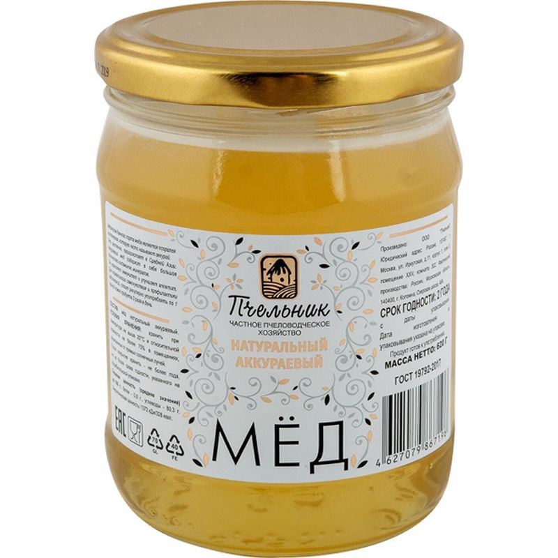 Мёд Аккураевый Пчельник 620гр Средняя Азия