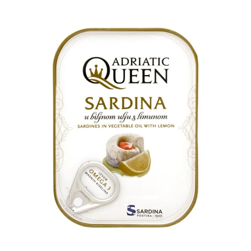 Сардины Adriatic Queen в Растительном Масле с Лимоном 105гр Хорватия