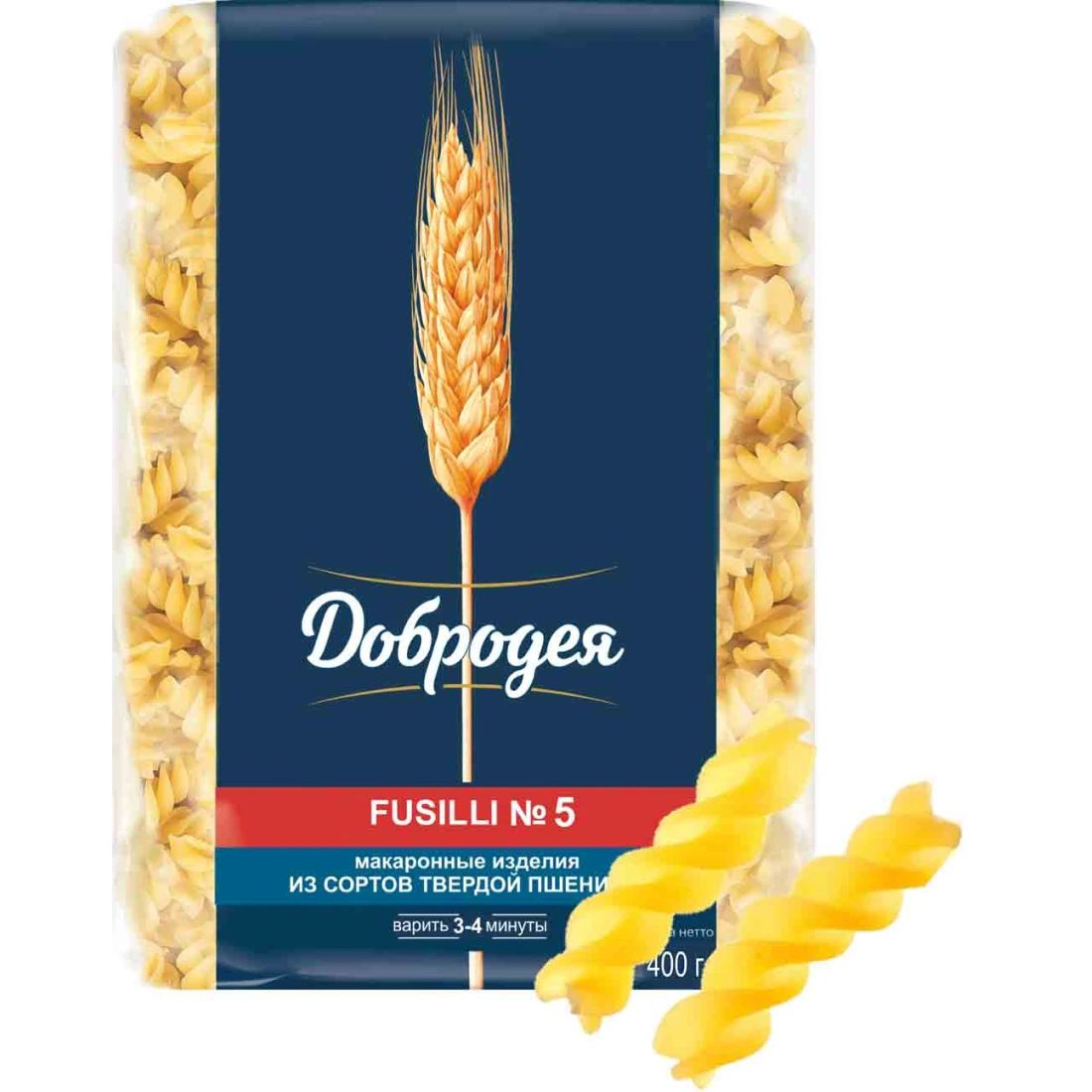 Макароны FUSILLI №5 из Твердых Сортов Пшеницы Добродея 400гр Омск