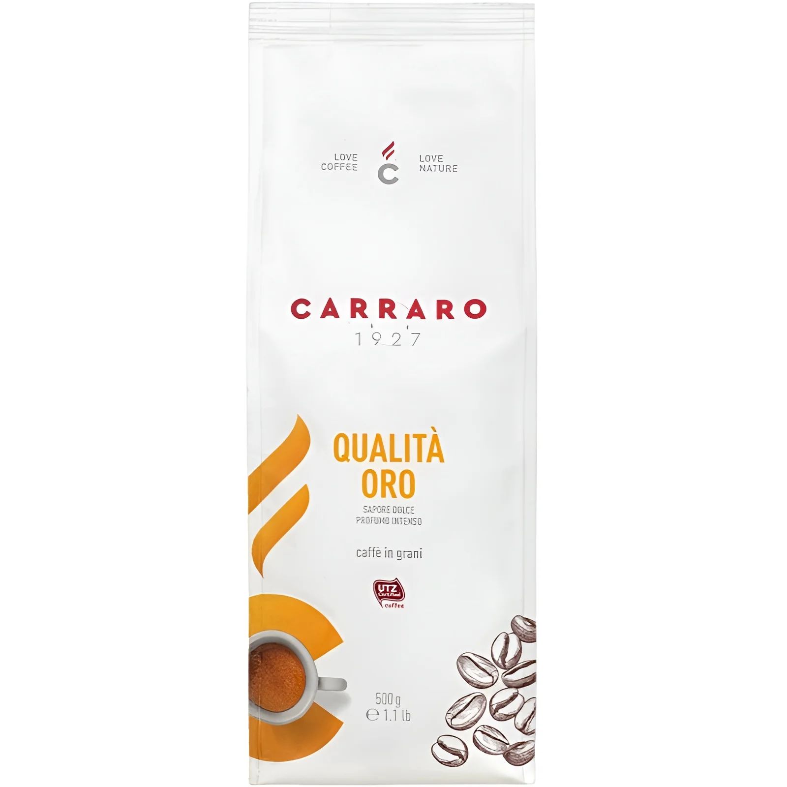 Кофе в Зернах Carraro Qualita Oro 500гр Италия