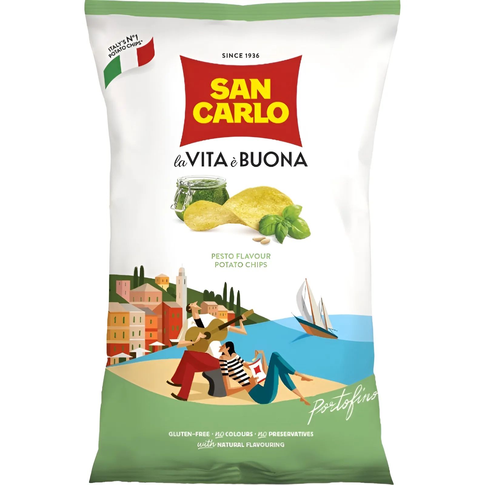 Чипсы Картофельные с Соусом Песто San Carlo 150гр Италия