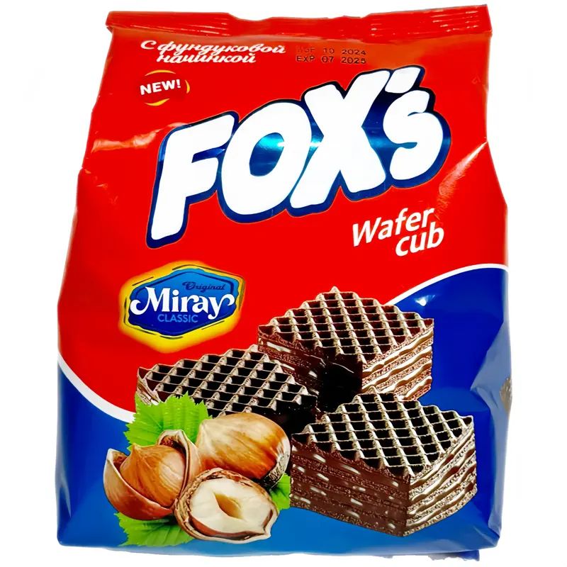 Вафли с Фундуковой Начинкой Foxs Miray 200гр Узбекистан