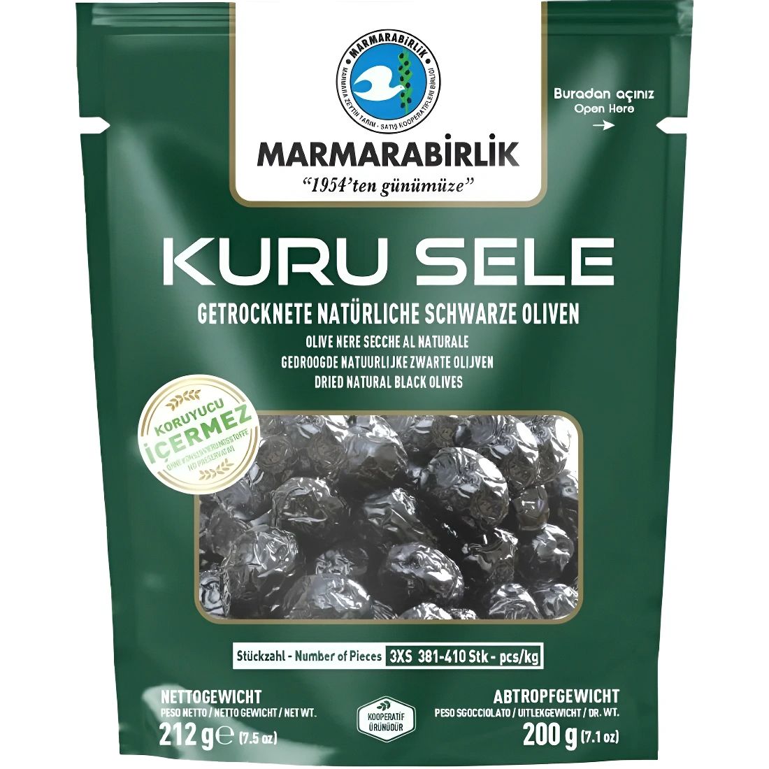 Маслины Вяленые с Косточкой Marmarabirlik 3ХS 200гр Турция