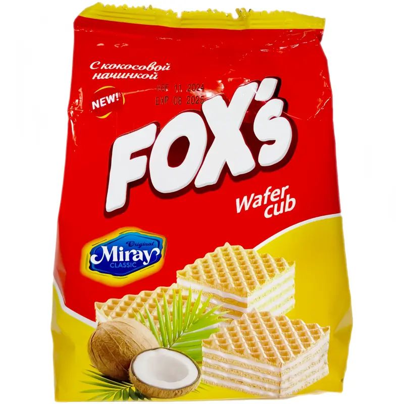 Вафли с Кокосовой Начинкой Foxs Miray 200гр Узбекистан