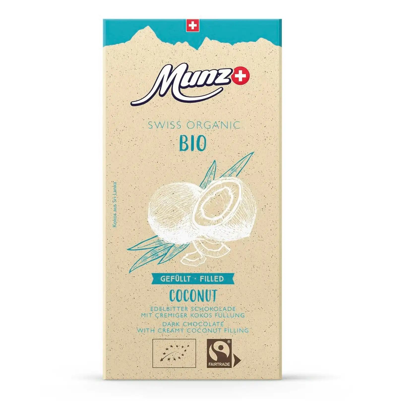 Шоколад Munz органик горький с кокосом 100гр Швейцария