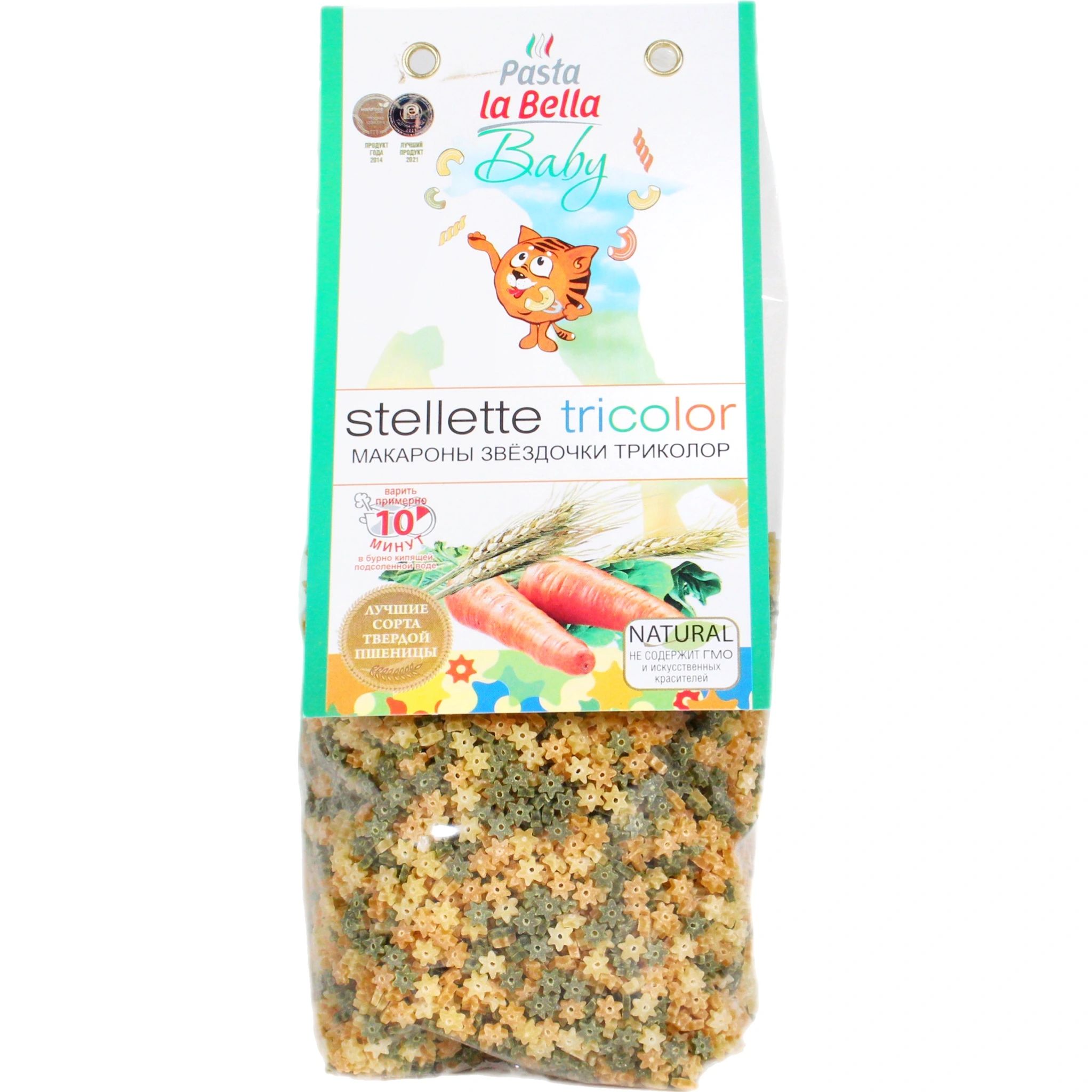 Макароны Звездочки Триколор Baby Pasta La Bella Baby 400гр Россия