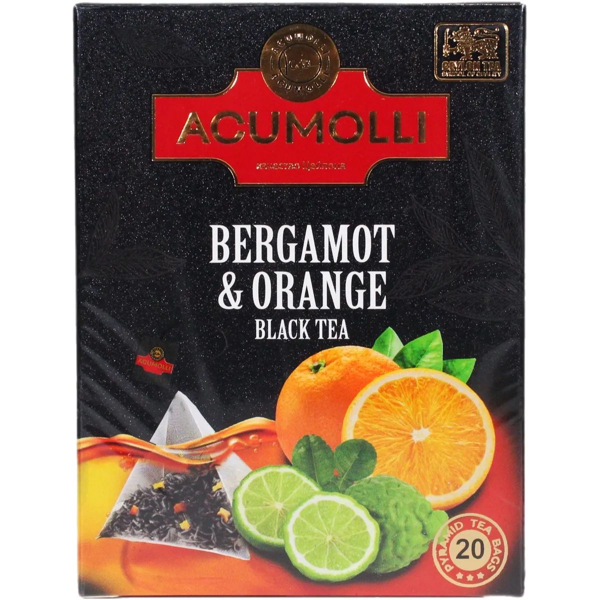 Чай Черный Acumolli со Вкусом Бергамота, Апельсина Пирамидки 20 пак Шри-Ланка