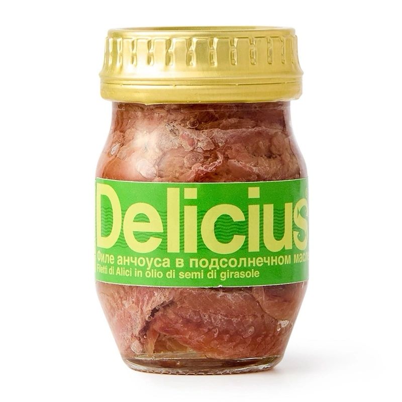 Филе Анчоуса в Подсолнечном Масле Delicius 90гр Италия