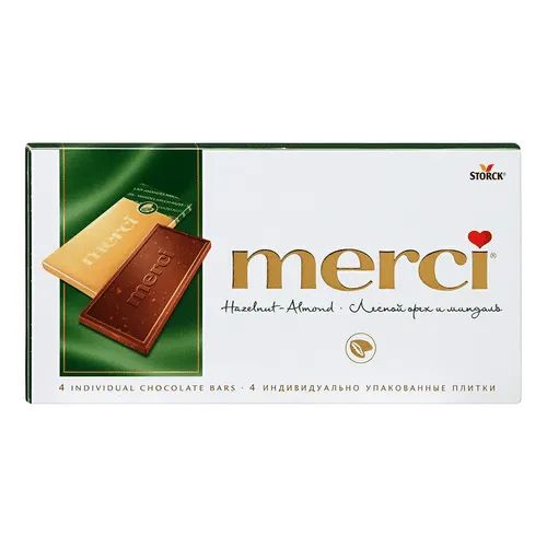 Шоколад Молочный с Дробленым Лесным Орехом Merci 100гр Германия