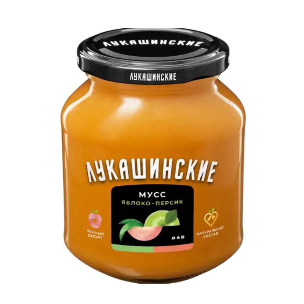 Мусс Яблочно-Персиковый 370гр Лукашинские