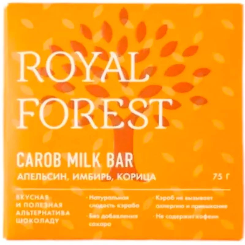 Шоколад Carob Апельсин,Имбирь,Корица без Сахара и Глютена Royal Forest 75гр Россия