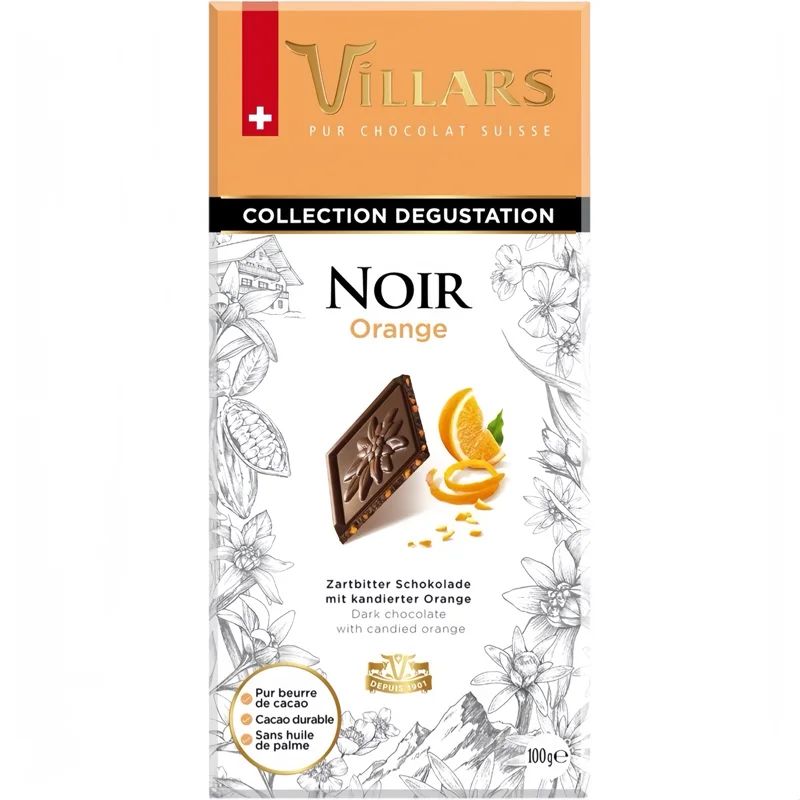 Шоколад Тёмный с Цукатами Апельсина Villars 100гр Швейцария