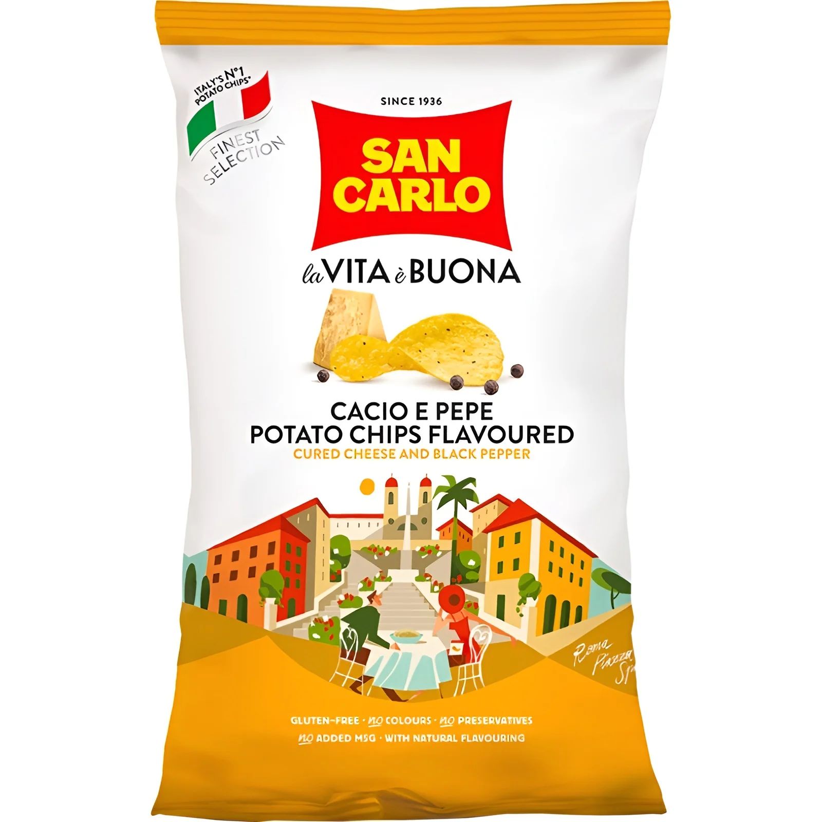 Чипсы Картофельные с Сыром и перцем San Carlo 150гр Италия