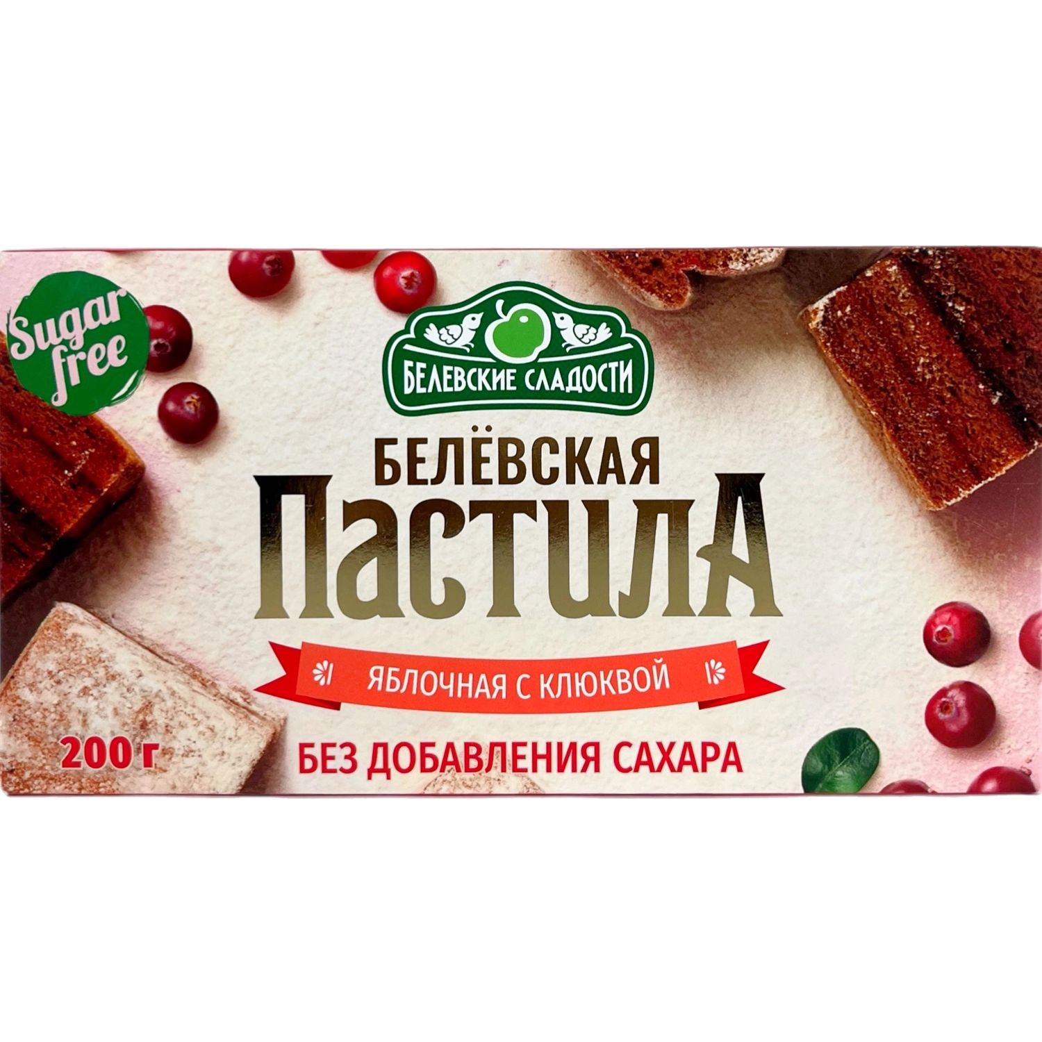 Пастила Белевская Яблоко-Клюква Без Сахара 200гр Тула