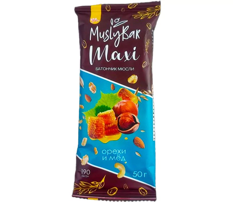 Батончик Мюсли MuslyBar Орехи и Мёд 50гр Россия