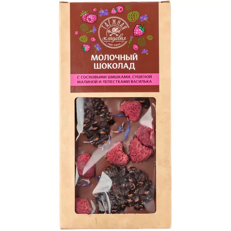Шоколад Молочный с Сосновыми Шишками, Малиной и Лепестками Василька 90гр Красноярск
