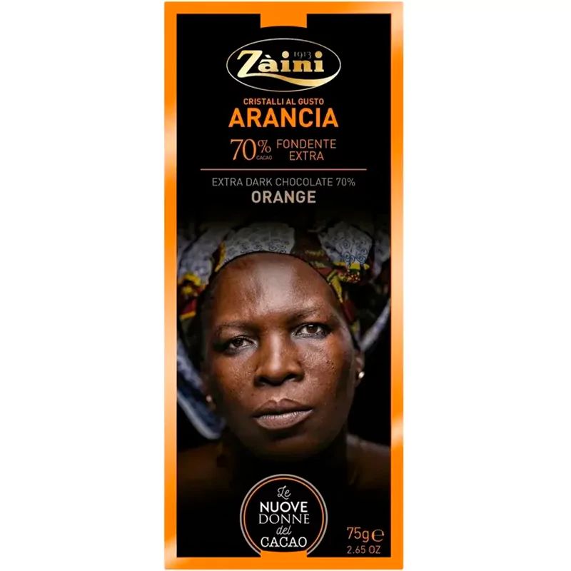 Шоколад Горький 70% со Вкусом Апельсина Zaini 75гр Италия