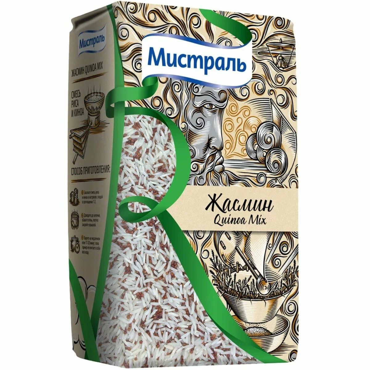 Крупа Рис Жасмин с Красным Киноа Мистраль 500гр Россия