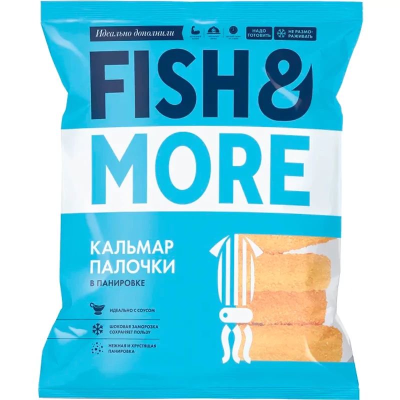 Кальмар палочки в панировке 8-12см 500гр Fish&More