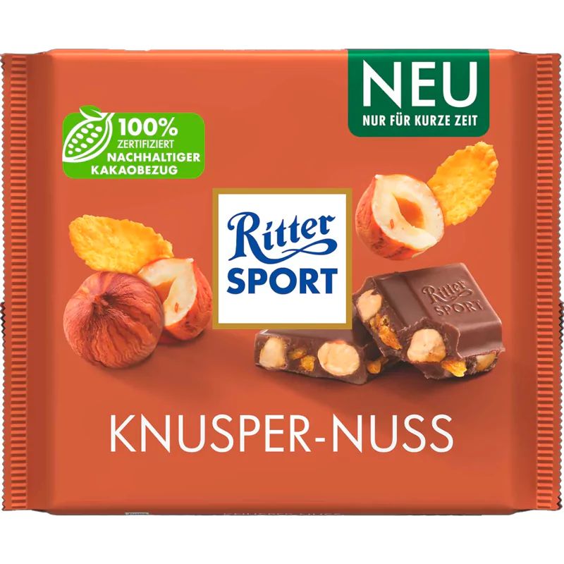 Шоколад Молочный с Цельным Лесным Орехом и Хлопьями Ritter Sport 100гр Германия