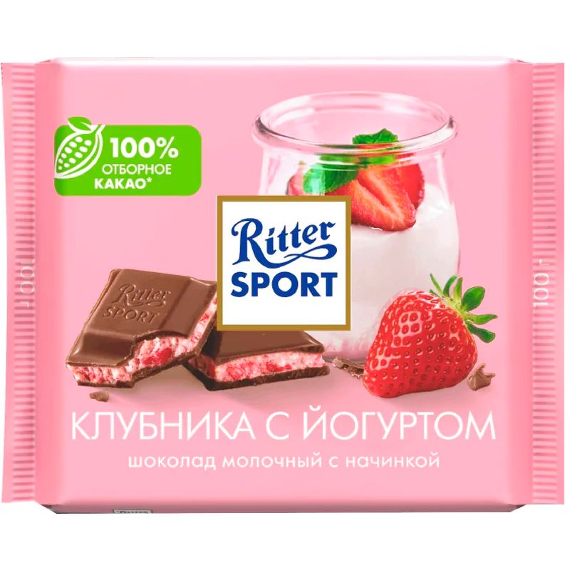 Шоколад Молочный Клубника-Йогурт Ritter Sport 100гр Германия
