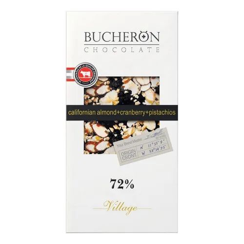 Шоколад Горький с Миндалем,Клюквой и Фисташками 72% Bucheron Village 100гр Ярославль